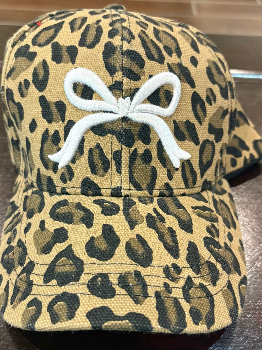 Leopard Bow Baseball Cap in Tan and Black
